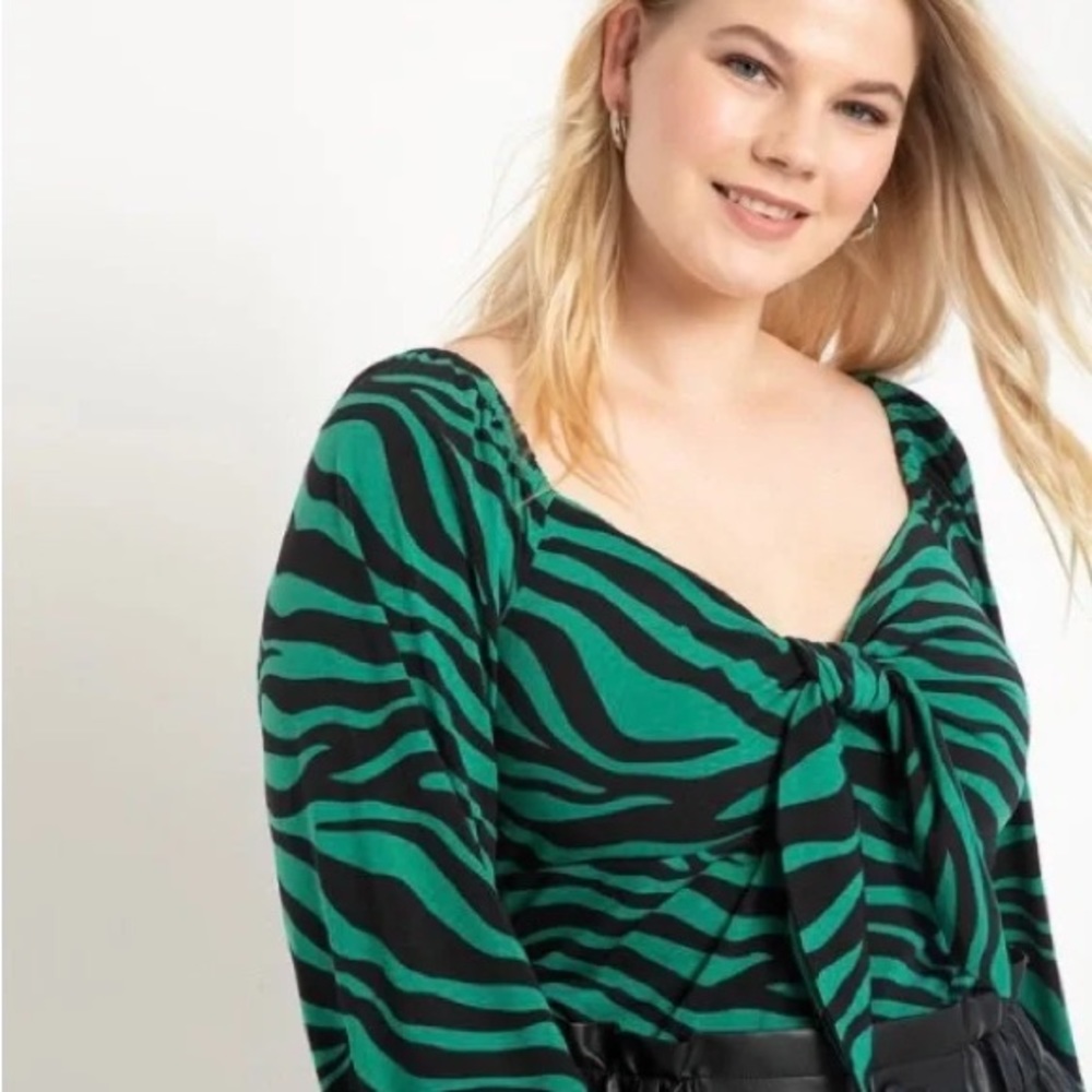 Eloquii zebra front tie blouse
